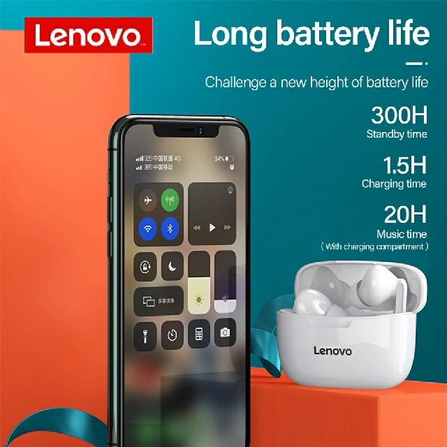 Lenovo(レノボ)のLenovo XT90 ワイヤレスイヤホン−ブラック スマホ/家電/カメラのオーディオ機器(ヘッドフォン/イヤフォン)の商品写真