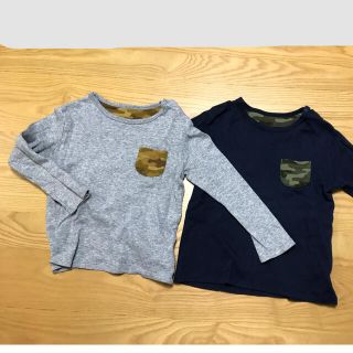 ユニクロ(UNIQLO)のUNIQLO キッズ　ロンT size100 グレー　ネイビー　2枚セット(Tシャツ/カットソー)