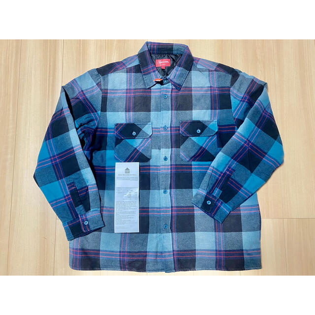 新品　supreme Quilted Flannel Shirt Teal L 1