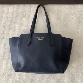 グッチ(Gucci)の美品 GUCCI グッチ◆トートバッグ◆ハンドバッグ◆ネイビー ブルー◆通勤(トートバッグ)