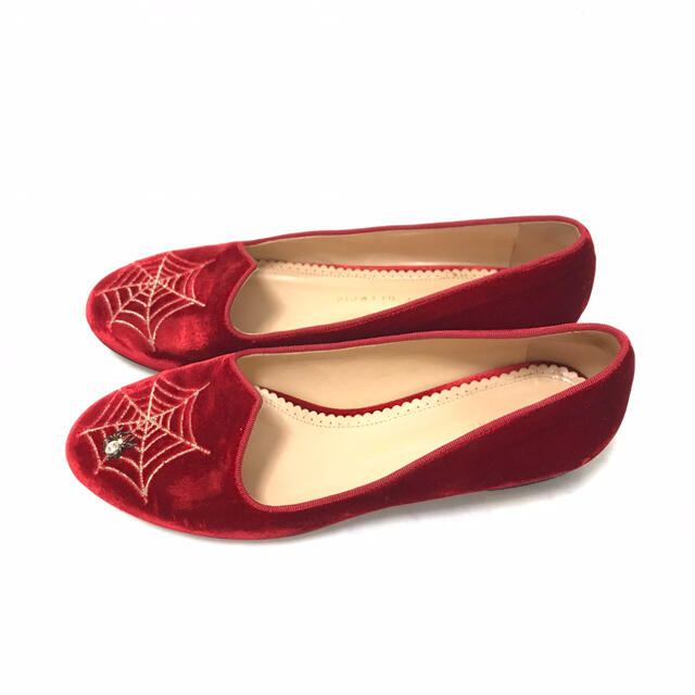 Charlotte Olympia(シャルロットオリンピア)のシャーロットオリンピア スパイダー フラットシューズ 38 ベルベット レディースの靴/シューズ(バレエシューズ)の商品写真