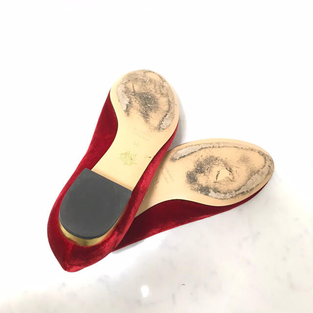 Charlotte Olympia(シャルロットオリンピア)のシャーロットオリンピア スパイダー フラットシューズ 38 ベルベット レディースの靴/シューズ(バレエシューズ)の商品写真