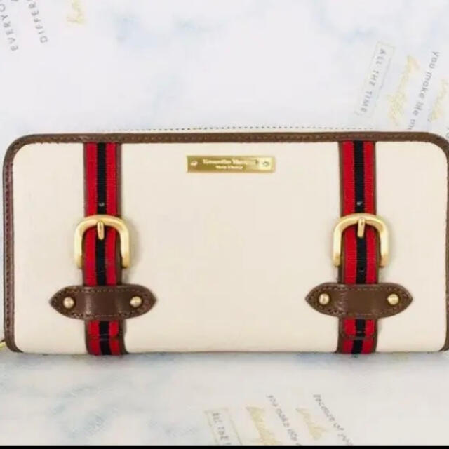 Samantha Thavasa(サマンサタバサ)のサマンサタバサ 長財布 プチチョイス アイボリー×赤いベルト レディースのファッション小物(財布)の商品写真