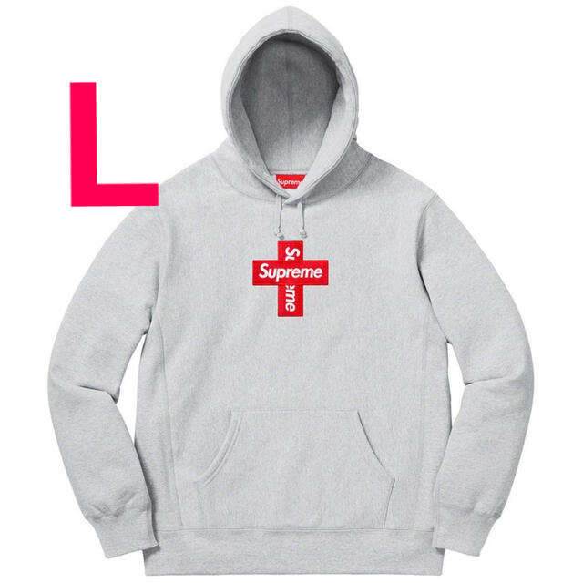 Supreme Cross Box Logo Hooded SweatshirtHeatherGreySIZE
