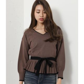 リエンダ(rienda)のrienda Bicolor Peplum Knit TOP(ニット/セーター)