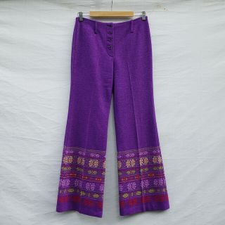 グリモワール(Grimoire)のVintage 70's Embroidered-hem flare pants(カジュアルパンツ)