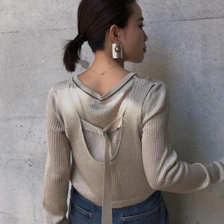 アメリヴィンテージ(Ameri VINTAGE)の田中みな実着用　アメリSPARKLE LAYERED LIKE KNIT (ニット/セーター)