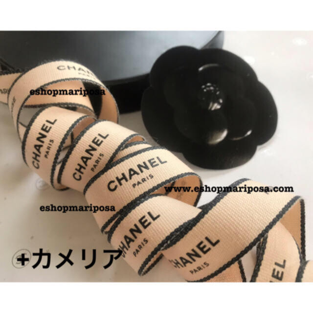 CHANEL(シャネル)のシャネルリボン🎀 +カメリアシール Paris-シリーズ 淡ピンク コットン綿 インテリア/住まい/日用品のオフィス用品(ラッピング/包装)の商品写真