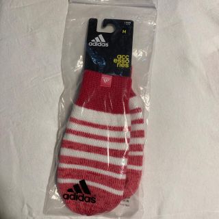 アディダス(adidas)の【adidas】アディダス　ミトン手袋（ピンク×白）(手袋)