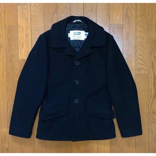 ショット(schott)の美品 Schott 756US シングルPコート 34 タイト スリム 黒 濃紺(ピーコート)