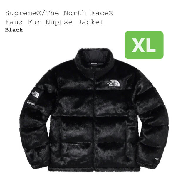 Supreme TNF Faux Fur Nuptse JKT 黒 / XL
