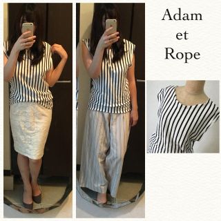 アダムエロぺ(Adam et Rope')のアダムエロペ♡ストライプカットソー(Tシャツ(半袖/袖なし))