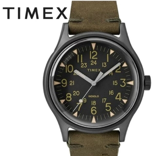 タイメックス(TIMEX)の18700円→【TIMEX】タイメックス、スチール、40mm、オリーブ、レザー(腕時計(アナログ))