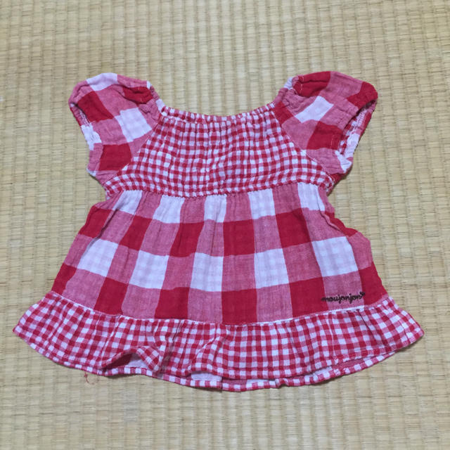 mou jon jon(ムージョンジョン)のムージョンジョン95ギンガムトップス キッズ/ベビー/マタニティのキッズ服女の子用(90cm~)(Tシャツ/カットソー)の商品写真