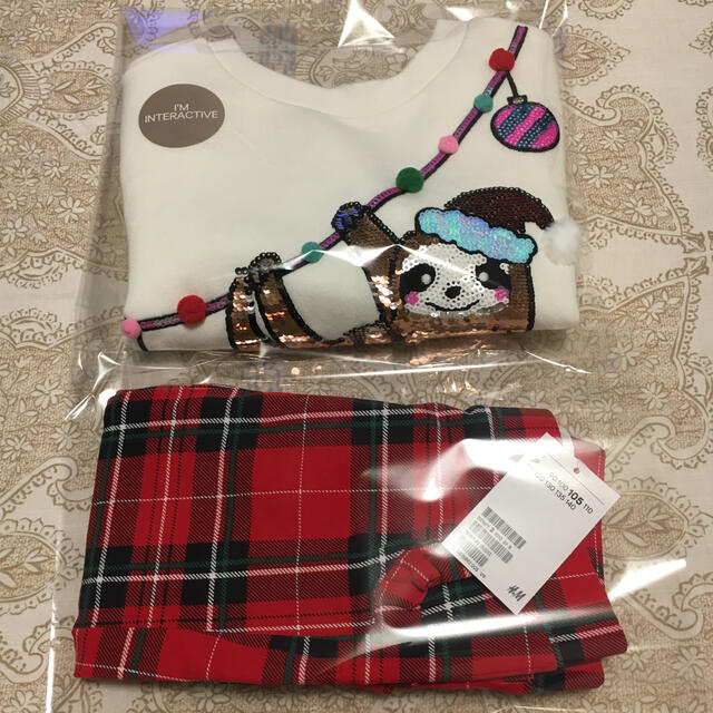 H&M(エイチアンドエム)のH＆M🎄クリスマス パギンス GIRL 新品未使用 キッズ/ベビー/マタニティのキッズ服女の子用(90cm~)(パンツ/スパッツ)の商品写真