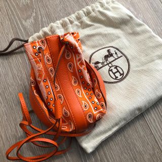 希少　美品　正規　HERMES ミミルPM　ロゴ刺繍　巾着型　リュック  黄