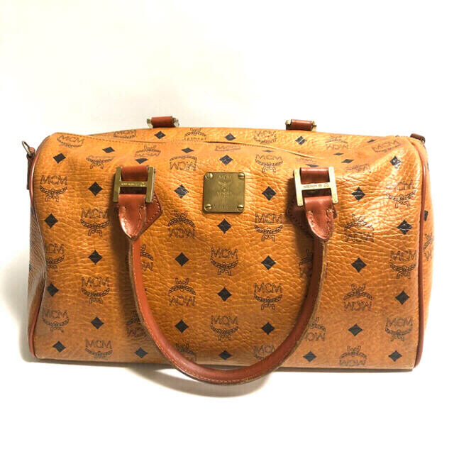 MCM エムシーエム レザー ボストンバッグ ハンドバッグ かばん 大型