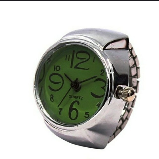 新品　未使用　指輪　時計　シンプル　9色対応　緑　1 レディースのアクセサリー(リング(指輪))の商品写真