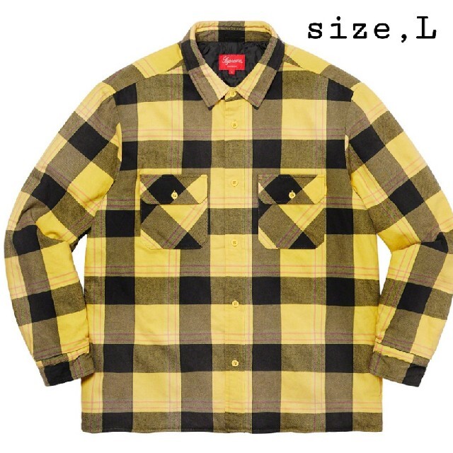L イエロー Supreme Quilted Flannel Shirt - シャツ