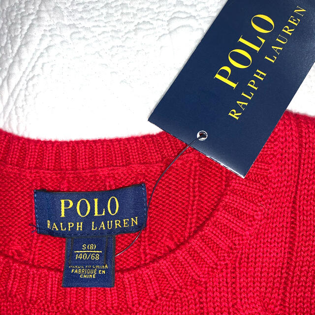 POLO RALPH LAUREN(ポロラルフローレン)の【あおむし様専用】【新品未使用】ポロラルフローレン　140ガールズ　赤ニット キッズ/ベビー/マタニティのキッズ服女の子用(90cm~)(ニット)の商品写真