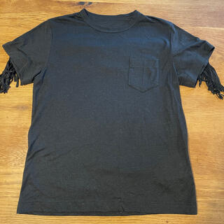 サカイ(sacai)の未使用！sacai サカイ　サイズ2 黒　フリンジ　Ｔシャツ　(Tシャツ(半袖/袖なし))