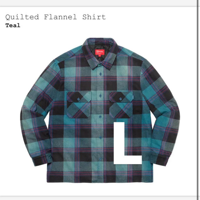 新品　supreme Quilted Flannel Shirt Teal L