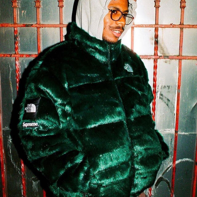 高価値】 Supreme - supreme northface fur nuptse jacket L 緑 ダウン