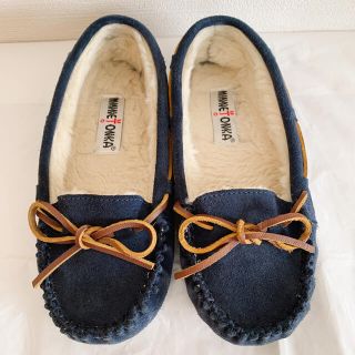 ミネトンカ(Minnetonka)の美品★ミネトンカ　モカシン　ネイビー(スリッポン/モカシン)