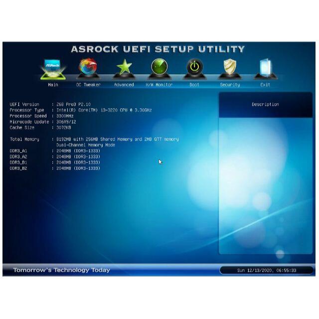 付属品動作品 マザーボードセット i3/ASROCK Z68 Pro3/8G/#B6