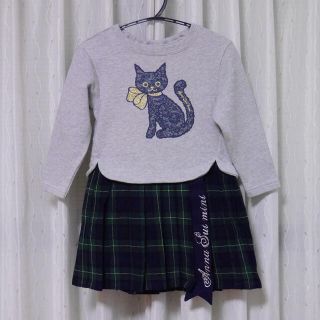 アナスイミニ(ANNA SUI mini)のアナスイミニ ☆ ネコレースドッキングチェックワンピース 110cm(ワンピース)