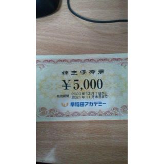 早稲田アカデミー株主優待券5000円分　有効期間2021/11/30 未使用(その他)