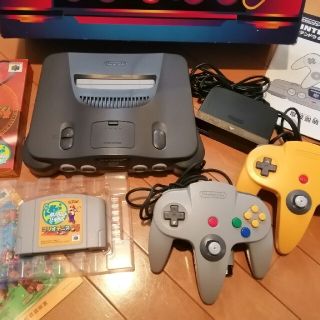 ニンテンドウ64(NINTENDO 64)の美品★任天堂６４ 本体  マリオテニス カセット付(家庭用ゲーム機本体)