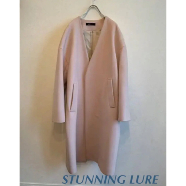 STUNNING LURE(スタニングルアー)の専用♡スタニングルアー ウールコート　ベージュピンク　1サイズ レディースのジャケット/アウター(ロングコート)の商品写真