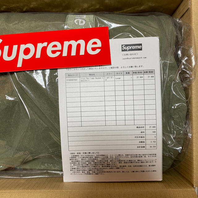 supreme cross box logo hooded olive Lサイズ