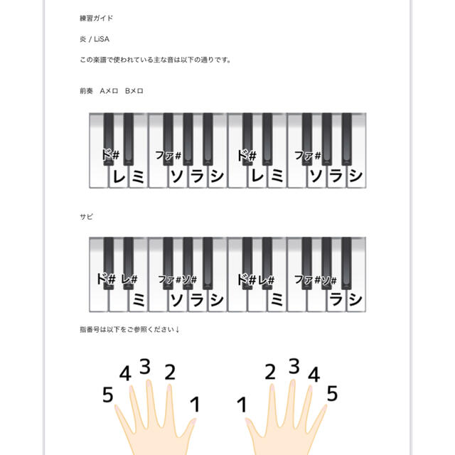 【動画あり】鬼滅の刃 炎 両手楽譜　ドレミ  歌詞　指番号つき エンタメ/ホビーの本(楽譜)の商品写真