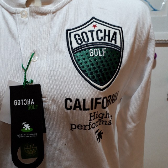 GOTCHA(ガッチャ)の新品⭐GOTCHA GOLF ガッチャ ゴルフ 長袖ポロ⭐ホワイト/メンズM メンズのトップス(ポロシャツ)の商品写真