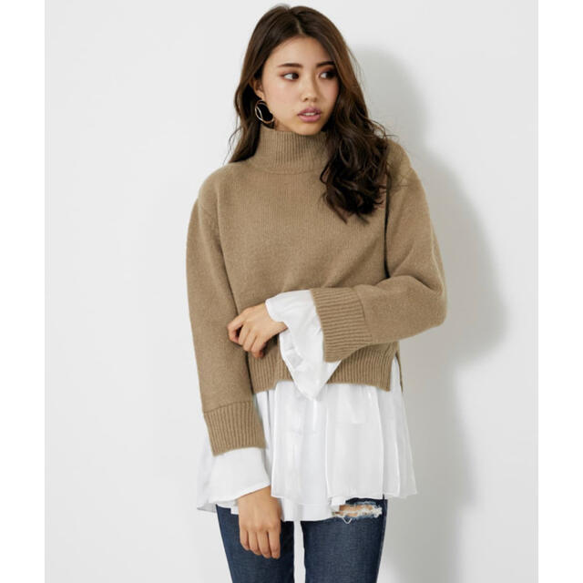 rienda(リエンダ)の【rienda】タグ付き🏷ヘムSHレイヤードKnit TOP レディースのトップス(ニット/セーター)の商品写真