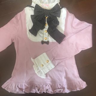 アンジェリックプリティー(Angelic Pretty)のangelic pretty ストライプ サテンリボンカットソー ロリィタ (カットソー(長袖/七分))