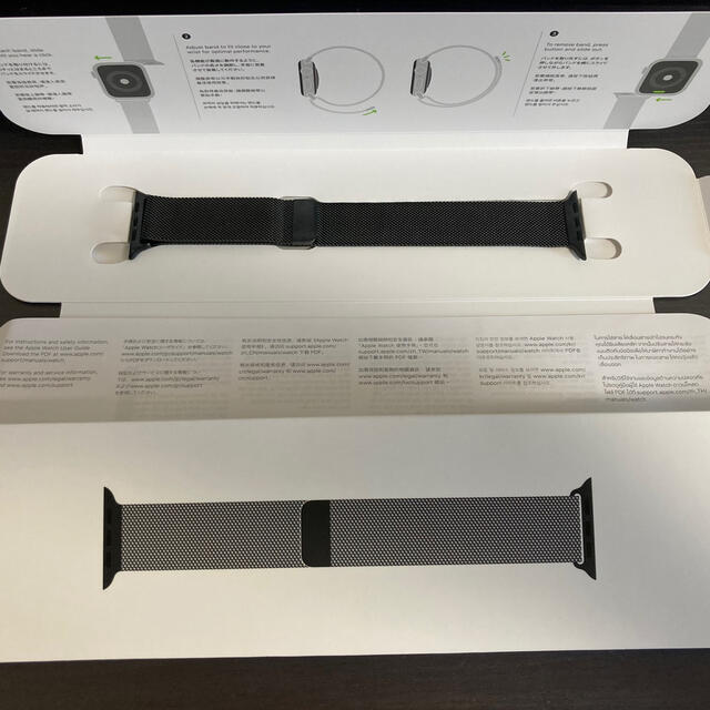 Apple Watch 純正バンド ブラックミラネーゼループ 44mm用金属ベルト