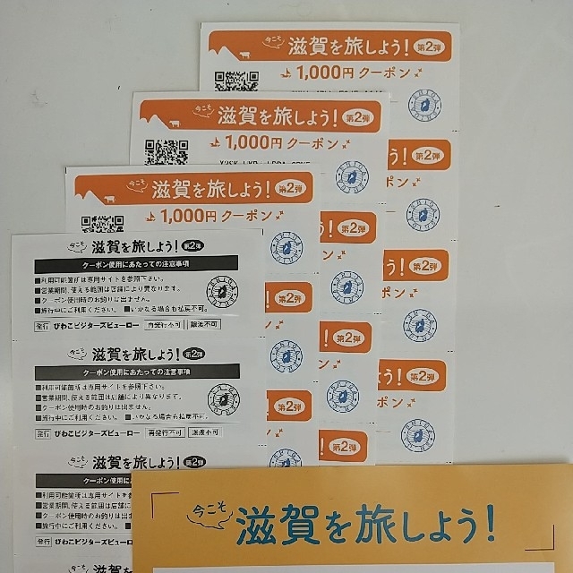 チケット今こそ滋賀を旅しよう！第2弾　クーポン 1000円券 20枚 20000円分