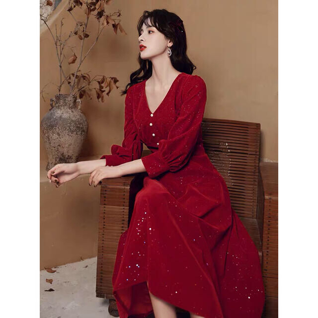 2020新しいエンゲージメントドレス気質赤い毎年恒例のパーティーイブニングドレス
