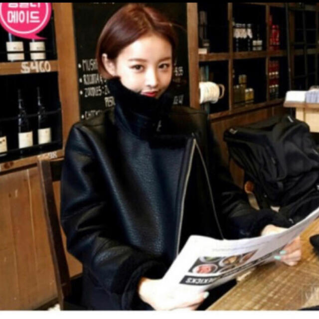 dholic(ディーホリック)のレザー　ボアブルゾン　IMVERY 韓国 レディースのジャケット/アウター(ブルゾン)の商品写真