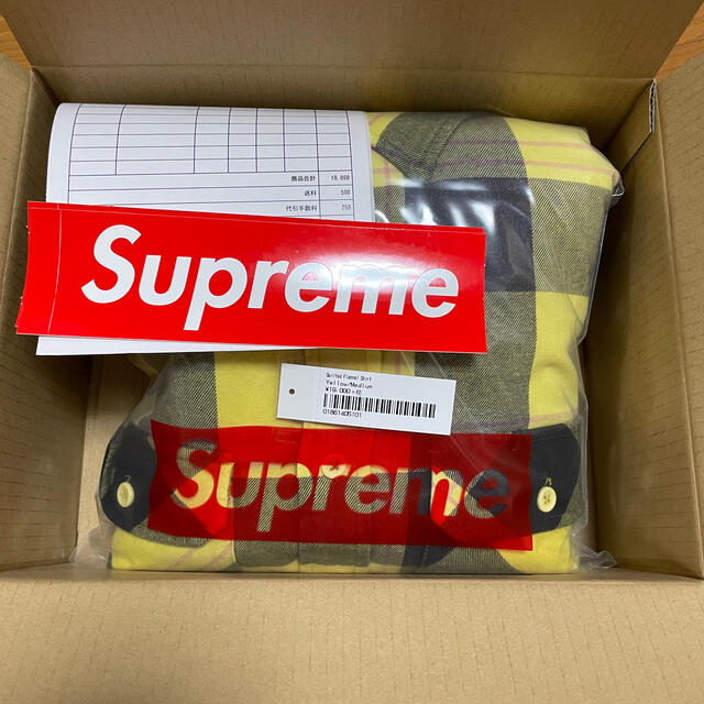 Supreme Quilted Flannel Shirt Yellow M