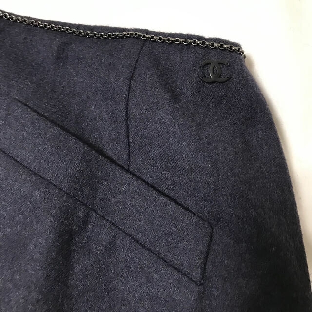 超美品 CHANEL ココマーク ウエストチェーン スカート 秋 冬シャネル