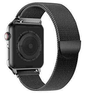アップルウォッチ(Apple Watch)の交換用バンド  Apple Watch / ミラネーゼループ（ブラック） 互換(金属ベルト)