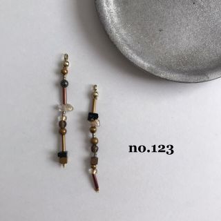 no.123 ゴールドルチル スモーキークォーツ 天然石ピアス イヤリング(ピアス)