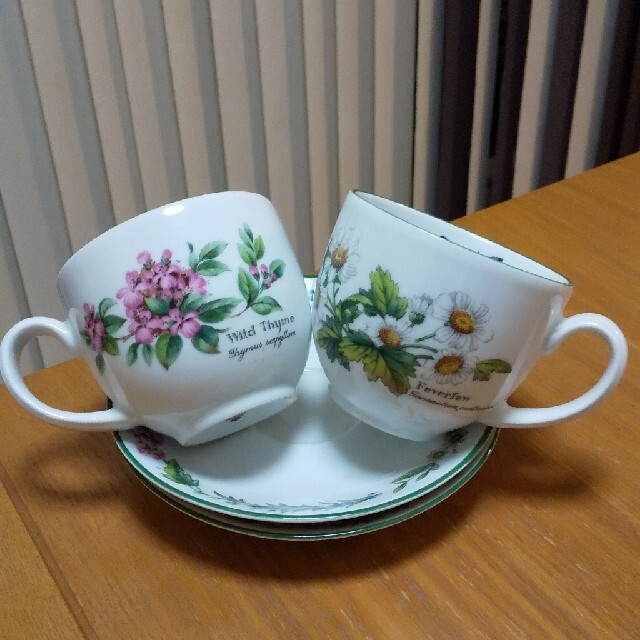 Royal Worcester(ロイヤルウースター)のロイヤルウースター　herbs カップ&ソーサー　2客 インテリア/住まい/日用品のキッチン/食器(グラス/カップ)の商品写真