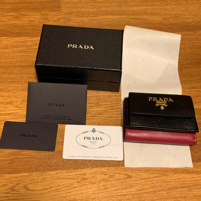 プラダ PRADA 三つ折財布 1MH021 NERO/IBISCO