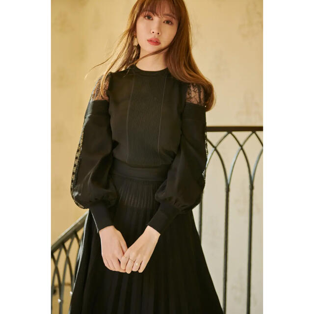 トリプロ ターコイズ GT Her lip to Shoulder Lace Knit Dress 通販 新品未使用 her lip to ロングスカート♡