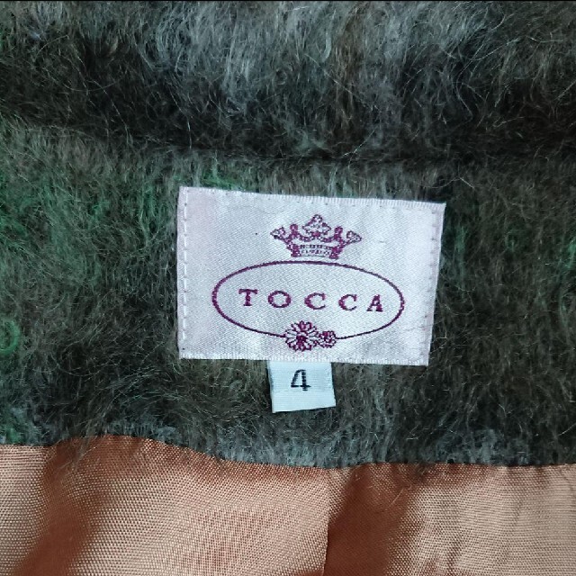 TOCCA(トッカ)のTOCCA トッカ モヘアダッフルコート ウール ショート チェック 4 緑系 レディースのジャケット/アウター(ダッフルコート)の商品写真